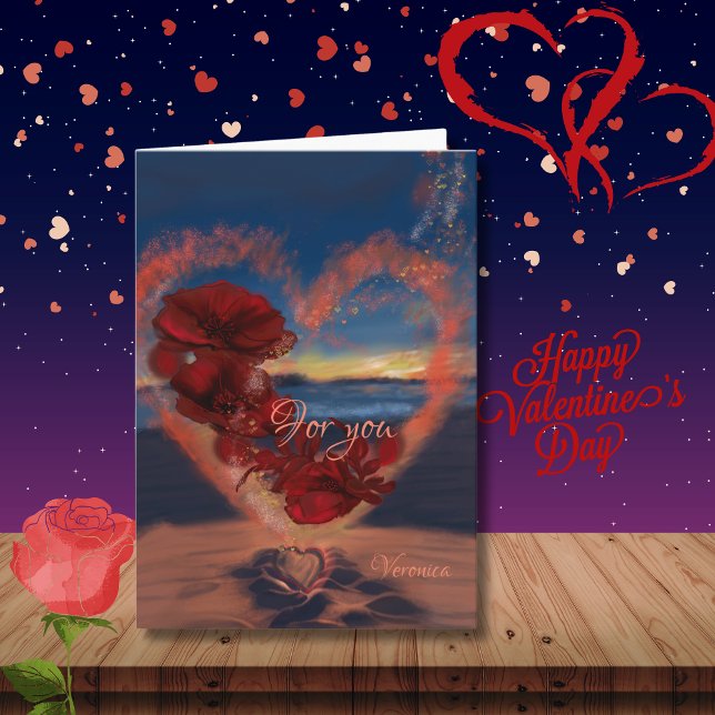 Tarjeta Festiva Flores de la carta del corazón (Flowers from the heart Valentines day card)