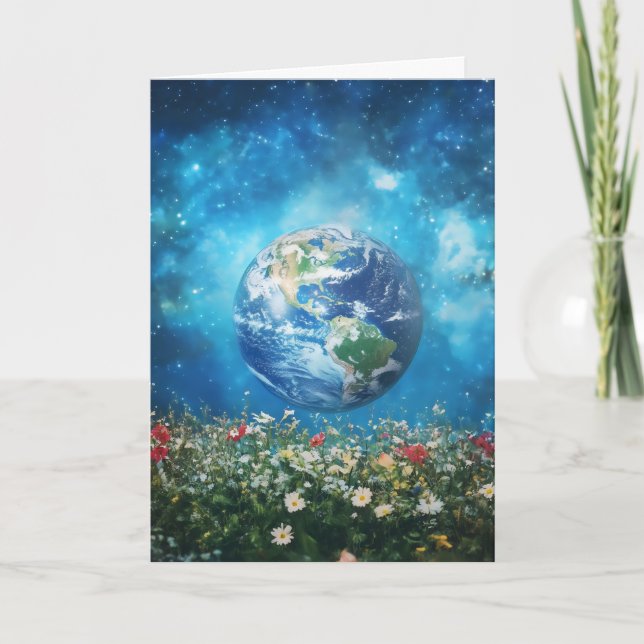 Tarjeta Festiva Flores de la Tierra Cosmos (Anverso)