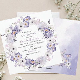 Tarjeta Festiva Flores de lila elegantes de color acuático ducha d