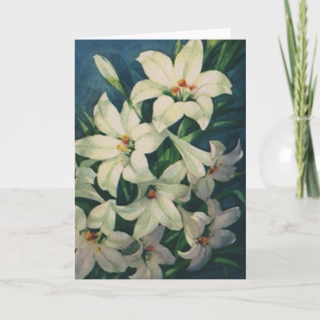Tarjeta Festiva Flores de Lily de Pascua, Lilis de Semana Santa (Anverso)