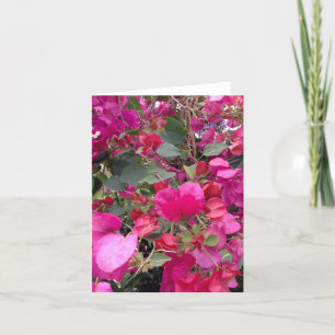 Tarjeta Festiva Flores de papel rosa