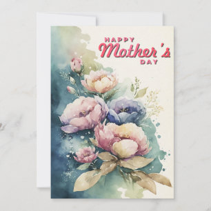 Tarjeta Festiva Flores de Pastel Día de la Madre en Turquesa