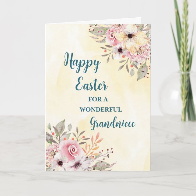 Tarjeta Festiva Flores de primavera Feliz Abuela de Pascua (Anverso)
