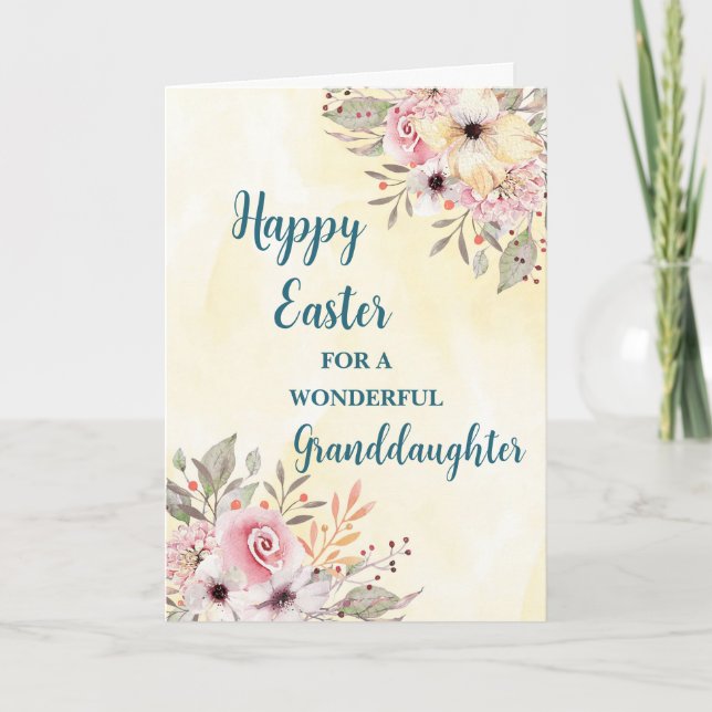 Tarjeta Festiva Flores de primavera Feliz Abuela de Pascua (Anverso)