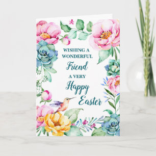 Tarjeta Festiva Flores de primavera feliz amigo de Pascua
