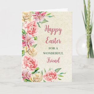 Tarjeta Festiva Flores de primavera feliz amigo de Pascua