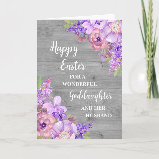 Tarjeta Festiva Flores de primavera feliz diosa de Pascua y marido (Anverso)