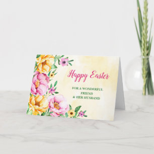 Tarjeta Festiva Flores de primavera feliz esposo amigo de Pascua