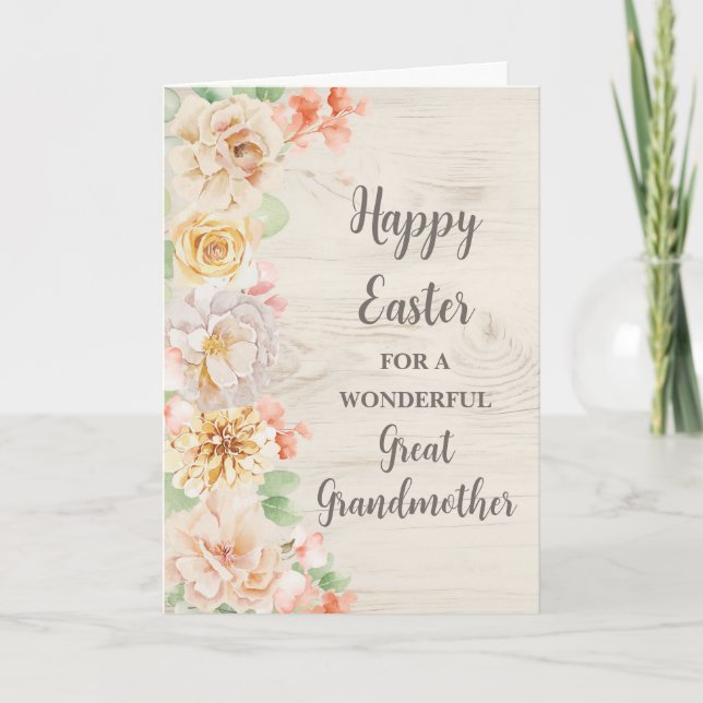 Tarjeta Festiva Flores de primavera Feliz Gran Abuela de Pascua (Anverso)