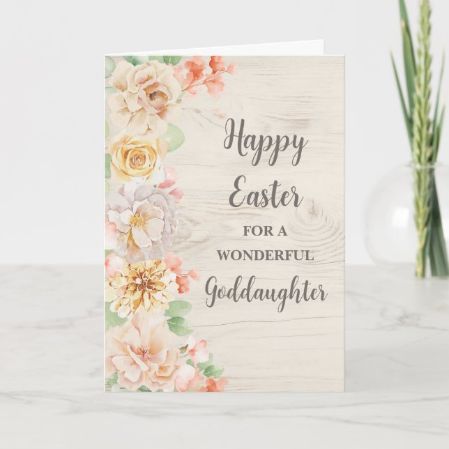 Tarjeta Festiva Flores de primavera feliz hija diosa de Pascua (Anverso)