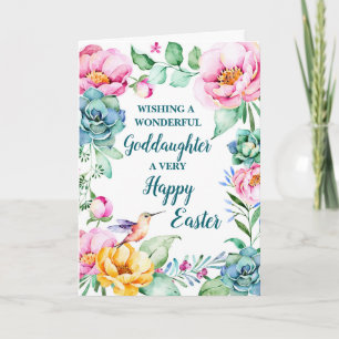 Tarjeta Festiva Flores de primavera feliz hija diosa de Pascua