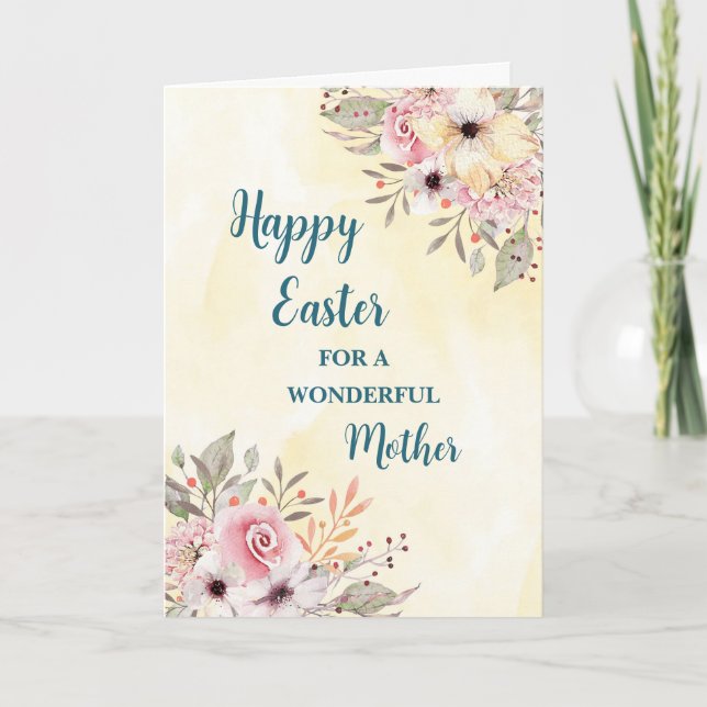 Tarjeta Festiva Flores de primavera feliz madre de Pascua (Anverso)