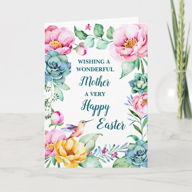 Tarjeta Festiva Flores de primavera feliz madre de Pascua (Anverso)