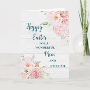 Tarjeta Festiva Flores de primavera feliz mamá de Pascua y Stepdad
