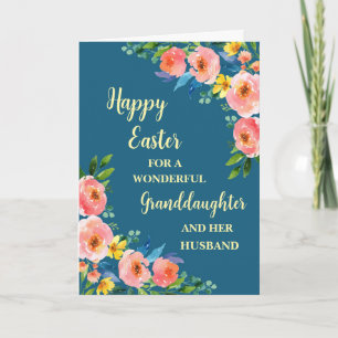 Tarjeta Festiva Flores de primavera feliz marido nieto de Pascua