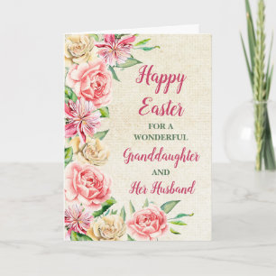 Tarjeta Festiva Flores de primavera feliz marido nieto de Pascua