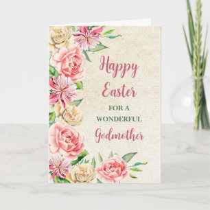 Tarjeta Festiva Flores de primavera feliz padrino de Pascua