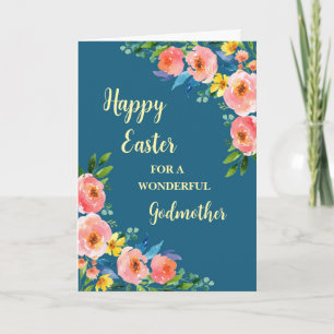 Tarjeta Festiva Flores de primavera feliz padrino de Pascua