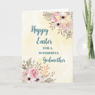 Tarjeta Festiva Flores de primavera feliz padrino de Pascua