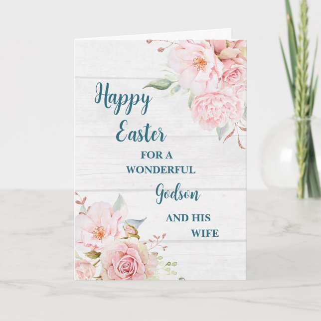 Tarjeta Festiva Flores de primavera feliz padrino de Pascua y su e (Anverso)