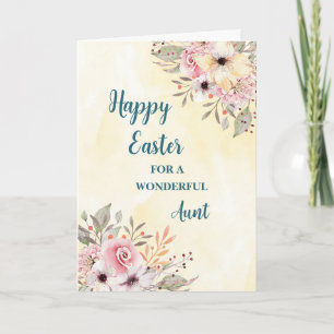 Tarjeta Festiva Flores de primavera feliz tía de Pascua