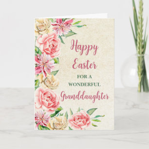 Tarjeta Festiva Flores de primavera Nieta feliz de Pascua