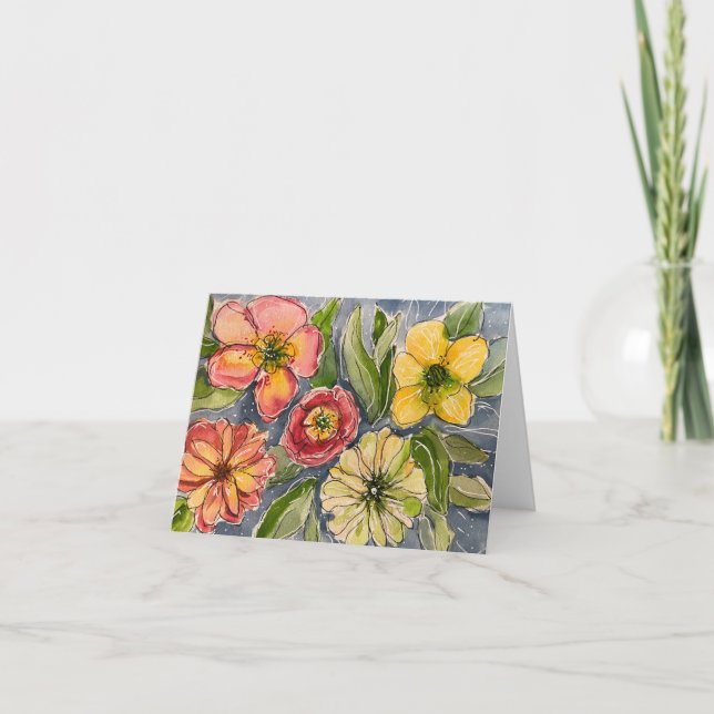 Tarjeta Festiva Flores de primavera obra de arte original Notecard (Anverso)