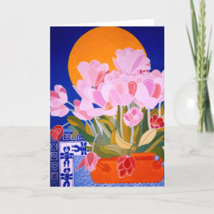 Tarjeta Festiva Flores de tulipanes rosas