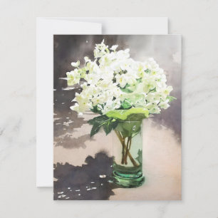 Tarjeta Festiva Flores De Vidrio Transparente En Acuarelas