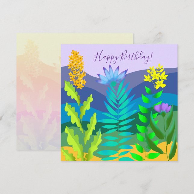 Tarjeta Festiva Flores del desierto (Anverso / Reverso)