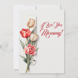 Tarjeta Festiva Flores del día de la madre tulipanes acuarela