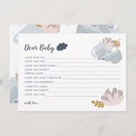 Tarjeta Festiva Flores elefantes blanquecinas desean un bebé