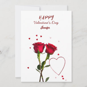 Tarjeta Festiva Flores Elegantes Corazones Rojos Feliz Día de San 