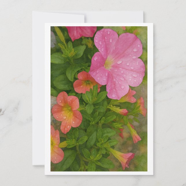 Tarjeta Festiva Flores en acuarela (Anverso)