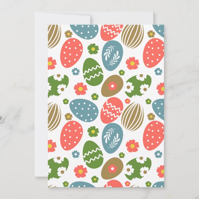 Tarjeta Festiva Flores Felices de Pascua Vintage (Anverso)