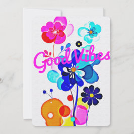 Tarjeta Festiva Flores Fluidas Abstractas Vibrantes Evento de Prim