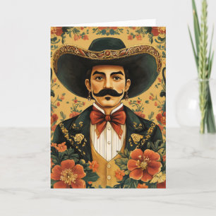 Tarjeta Festiva Flores guapas de hombre mexicano