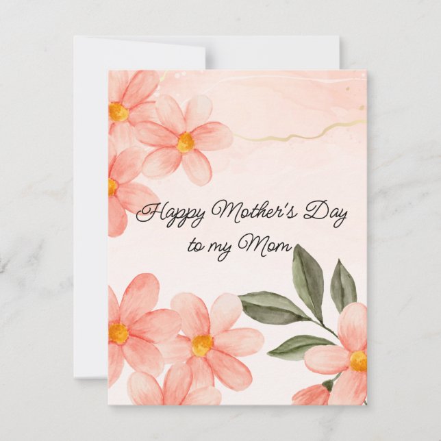 Tarjeta Festiva Flores Melocotón Día de la Madre (Anverso)
