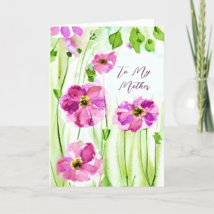 Tarjeta Festiva Flores moradas acuarela personalizadas Día de la M