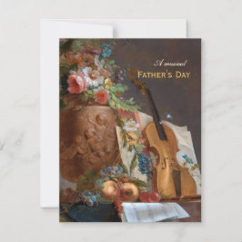 Tarjeta Festiva Flores musicales del Día del Padre y violín Bachel