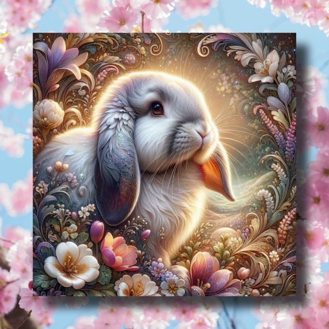 Tarjeta Festiva Flores Pastel Primavera Lop Earl Bunny (Subido por el creador)