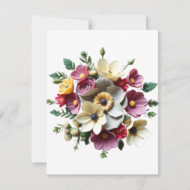 Tarjeta Festiva Flores Petit 3D (Anverso)