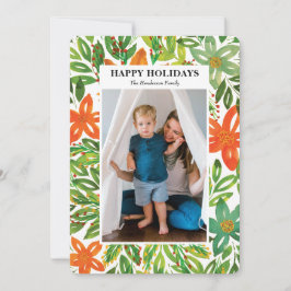 Tarjeta Festiva Flores pintadas a mano y de vacaciones