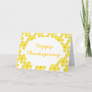 Tarjeta Festiva Flores pintadas de amarillo pálido de Acción de Gr