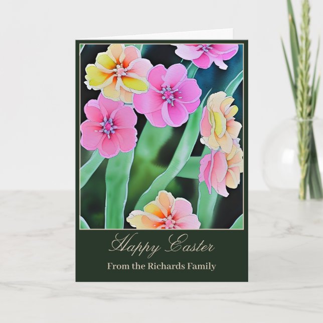 Tarjeta Festiva Flores pintadas de estilo moderno personalizado Pa (Anverso)