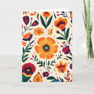 Tarjeta Festiva Flores populares coloridas