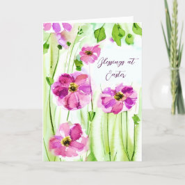Tarjeta Festiva Flores púrpura acuarela personalizadas vacaciones 