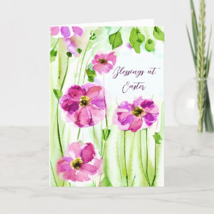 Tarjeta Festiva Flores púrpura acuarela personalizadas vacaciones