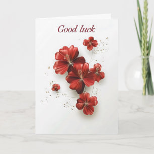 Tarjeta Festiva Flores Rojas de Buena Suerte