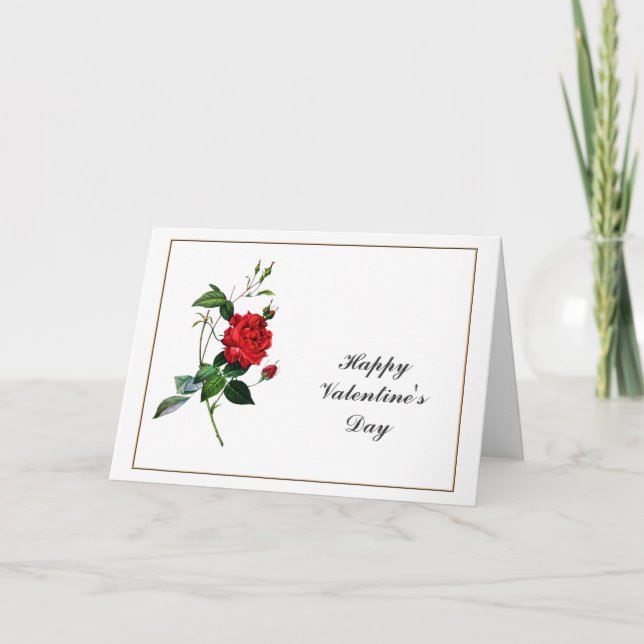 Tarjeta Festiva Flores rojas, Pierre Joseph Redouté (Anverso)